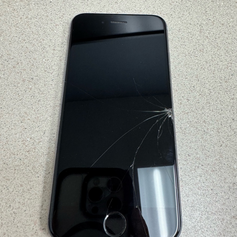 Apple Black Smartphone with Cracked Display
